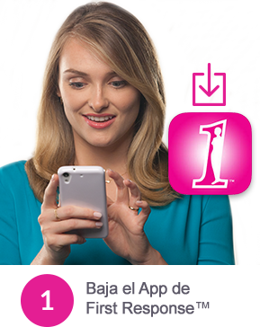  App de la Prueba de Embarazo First Response Pro siendo descargado en un teléfono móvil por una mujer