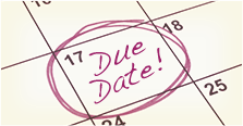 Pregnancy due date marked on calendar