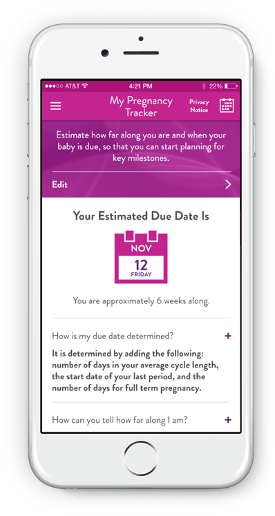 First Response Pregnancy Pro app on mobile phone