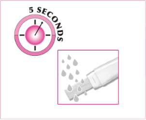 Place FIRST RESPONSE™ Early Result Pregnancy Test absorbent Tip into your urine stream for 5 seconds